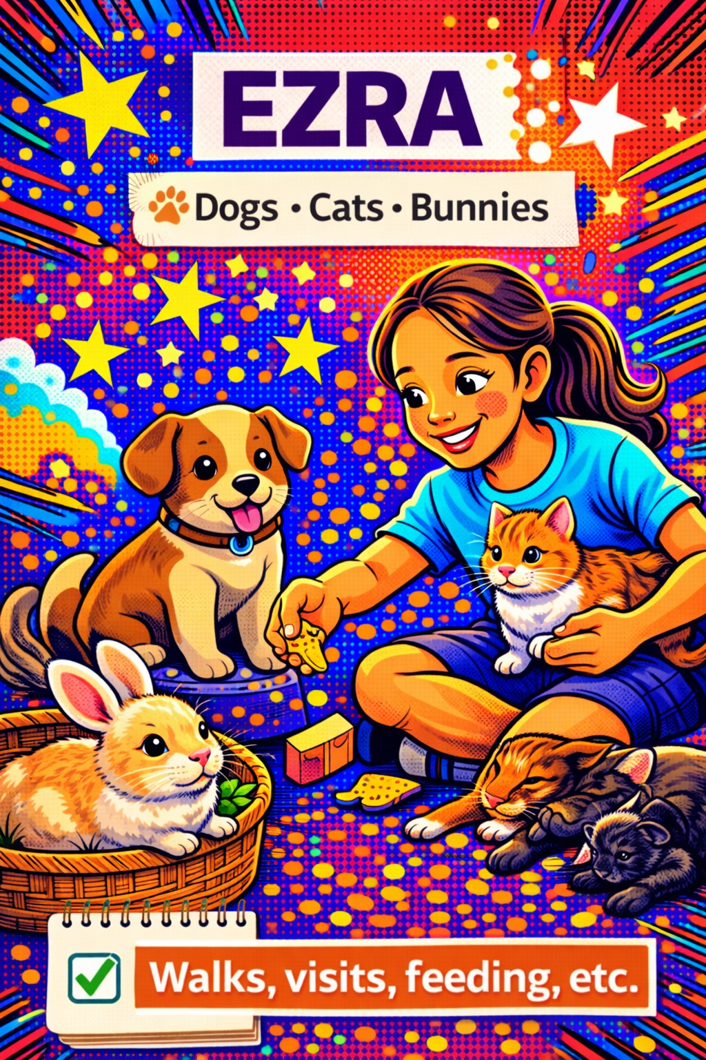 Dogs, cats, and bunnies
